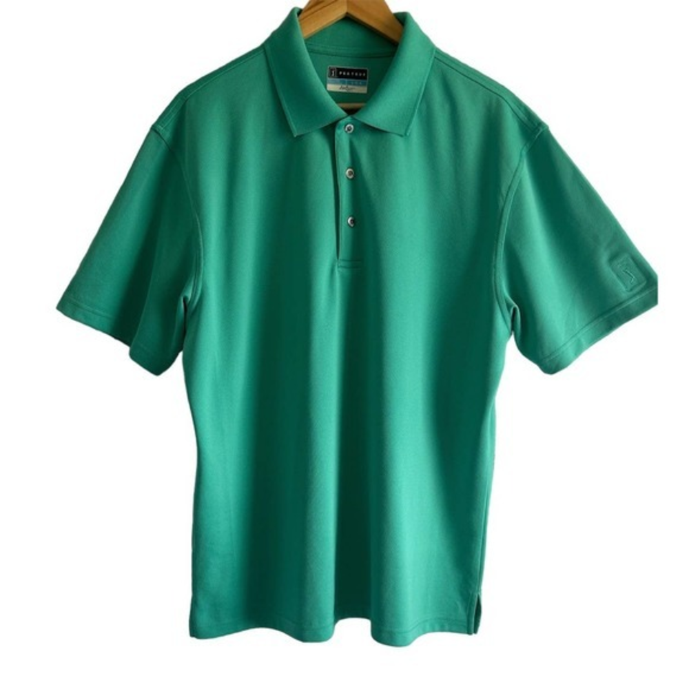 PGA Tour Size Large Airflux‎ Polo Shirt Teal Blue Logo